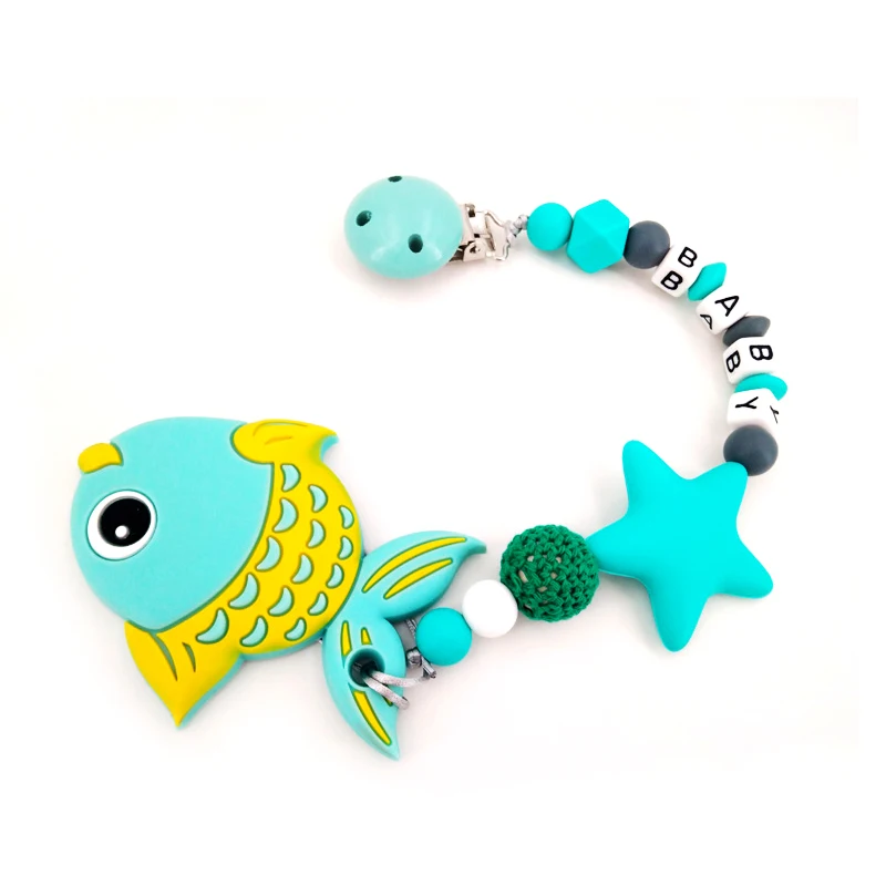 Baby Silicone Fish Teethers Necklace Set BPA Free Toys Cute Animal Baby Teether Silicone Preferential Portfolio
