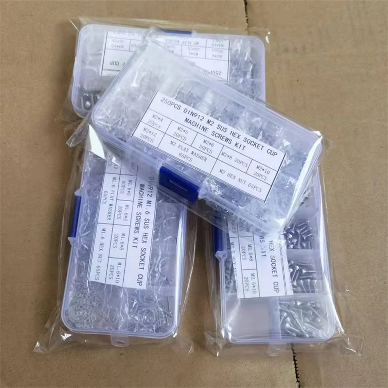 250 шт./коркор. m1.6 m2 m2.5 M3 шестигранные болты из нержавеющей стали с шестигранными