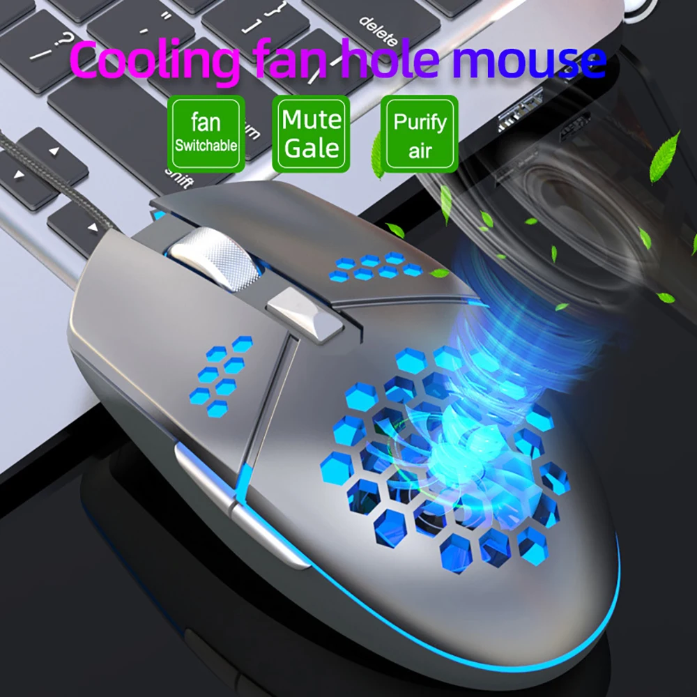 usb mute led wired mouse wired mute mouse with mute fan colorful backlight for home office game cooling mouse 2020 free global shipping