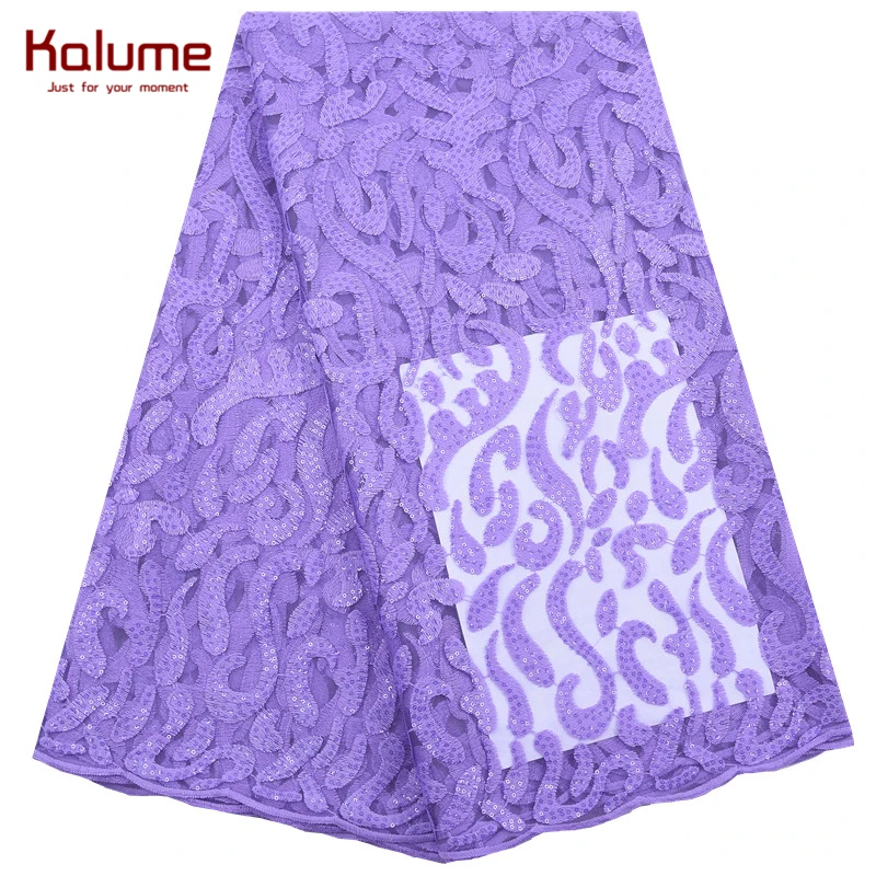 Kalume Новое поступление африканская кружевная ткань с блестками 5 ярдов