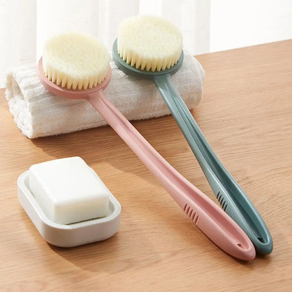 

Only Yellow Natural Bristle Long Handle Bath Brush Exfoliating Wooden Body Massage Shower Brush SPA Unisex Bubble Bath Care
