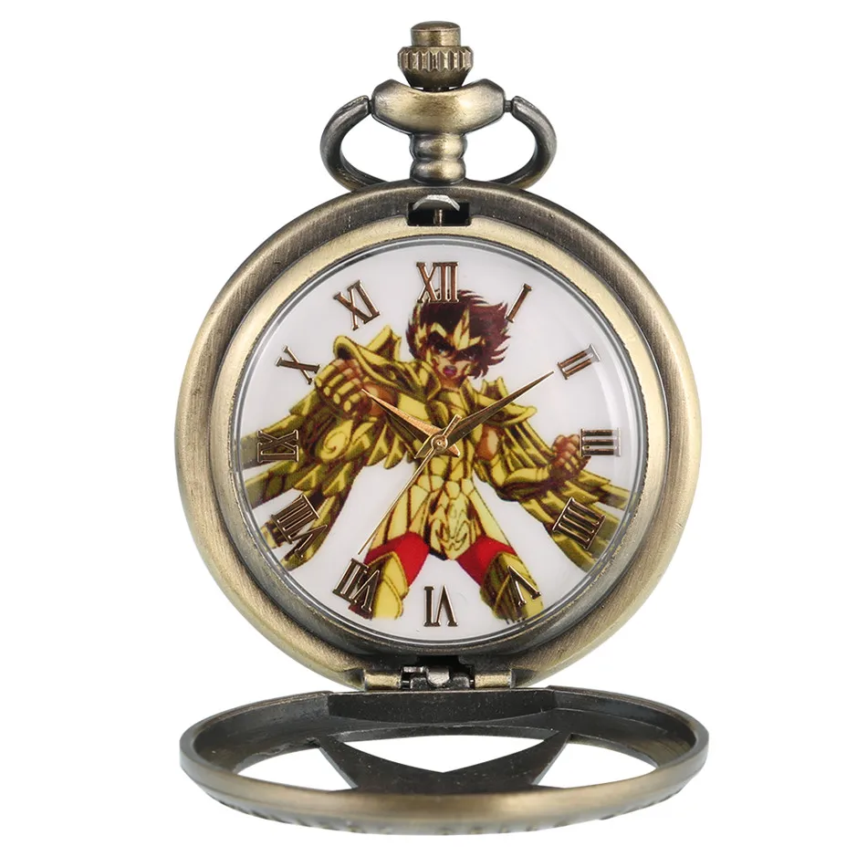Новое поступление бронзовые карманные часы Saint Seiya тема кварцевые ожерелье