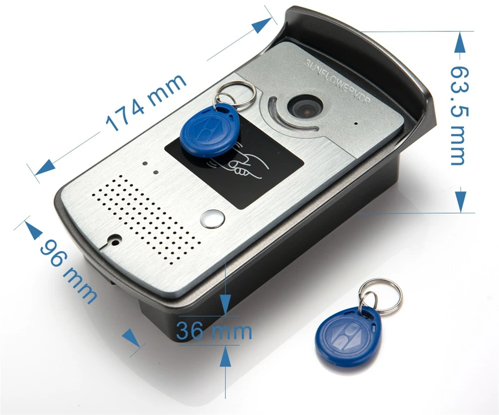 Дверной Звонок для 2 дверей Rfid карты камера видеодомофон 7 дюймов цветной