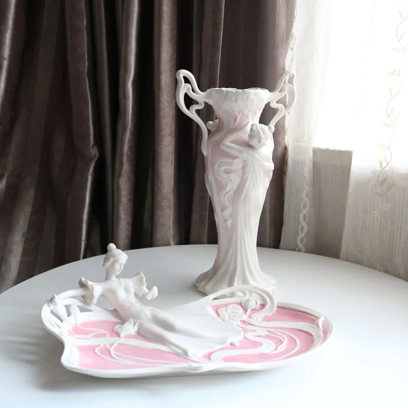 

White Ceramic Vase Aesthetic Luxury Garden Europe Plant Pot Modern Living Room Statues Set Fairy Jarrones Decoration Home HP50