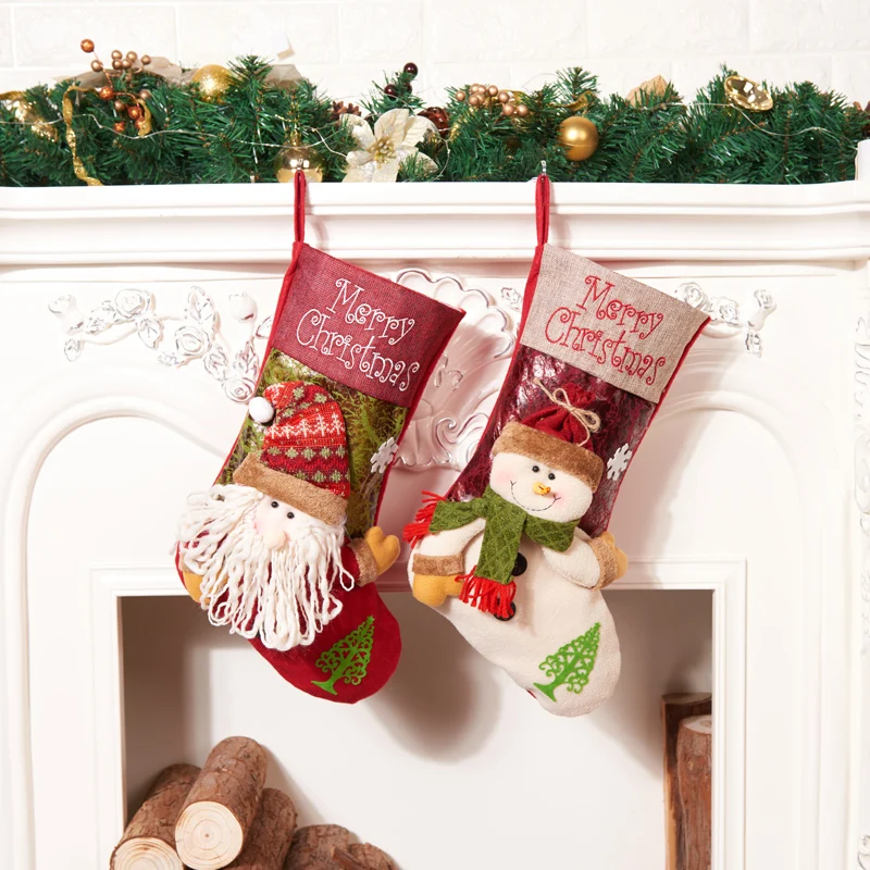 Рождественские чулки носки кошка собака лось украшения для нового года