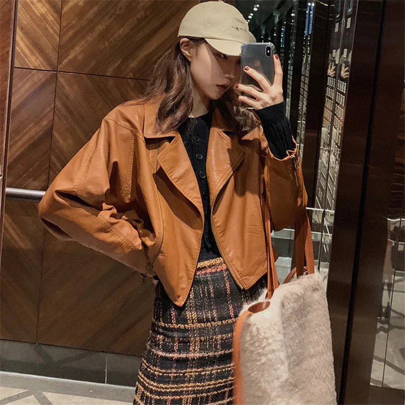 

Streetwear Fashion PU Leather Jackets Coats 2020 Women Plus Size Casual Ladies Motor Biker Jacket Leather Coats Loose Chic Tops