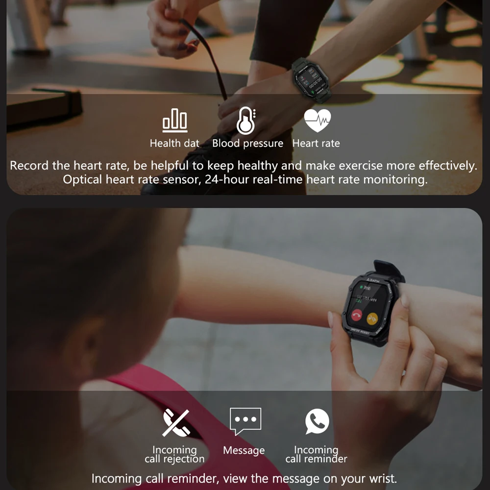 

2021 C16 Smart Watch Men 1.7 Inch 3ATM Waterproof 350 mAh Battery Sport SmartWatch Fitness Tracker For android Ios