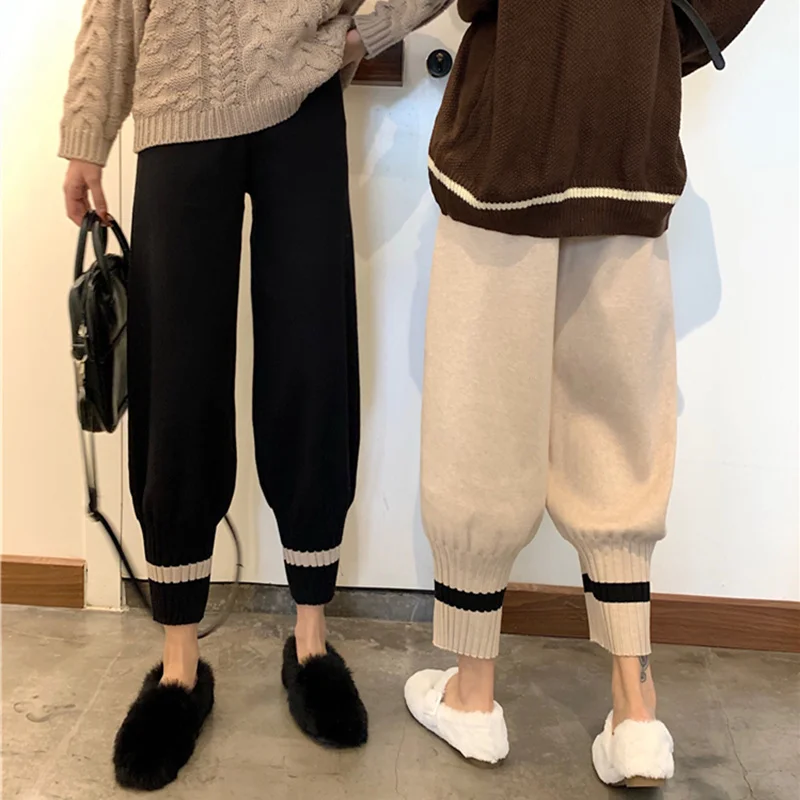 KINOMI Зимние трикотажные плотные теплые женские брюки 2019 новые шаровары с высокой