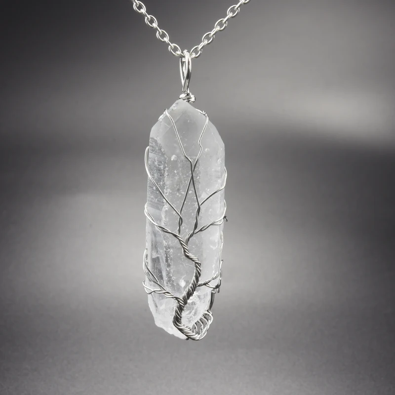 2019 ручная работа 7 чакр натуральный/Радужный камень дерево жизни ожерелье с