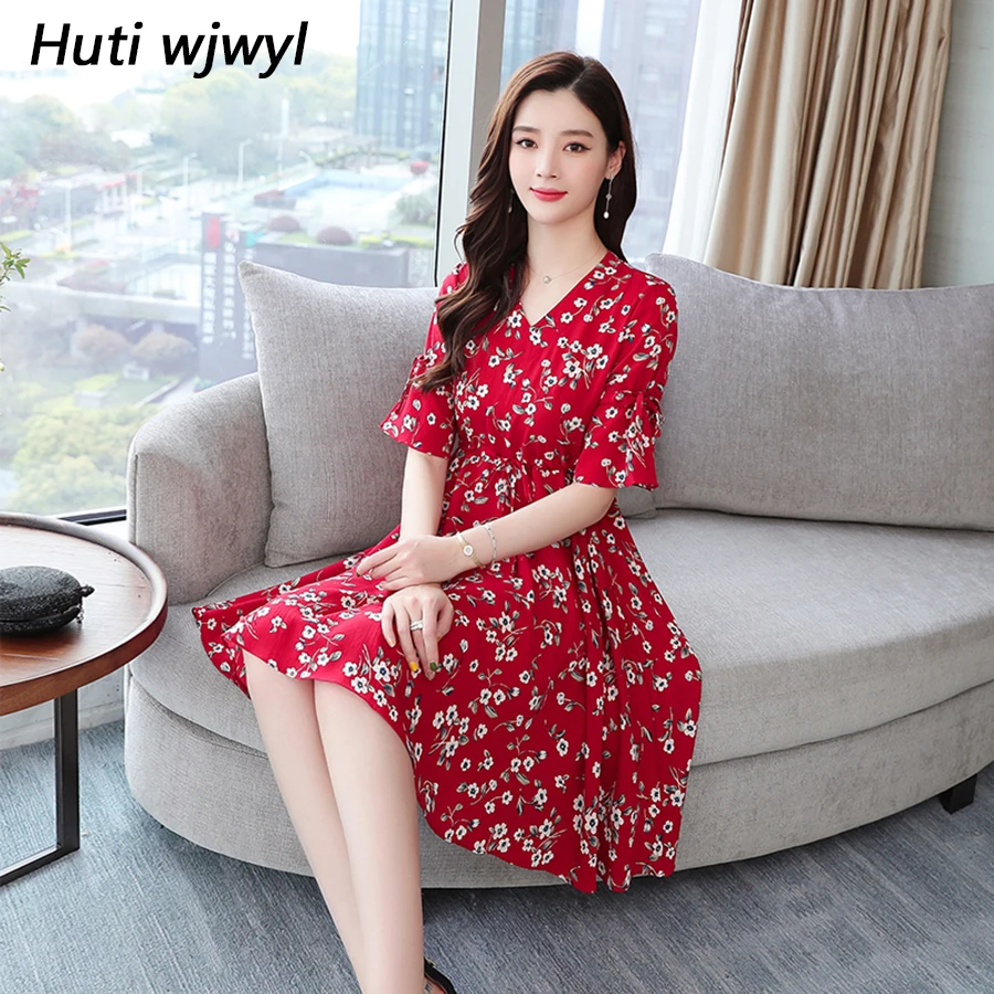 2021 Новая Винтажная красная из шифона с цветочным рисунком в богемном стиле