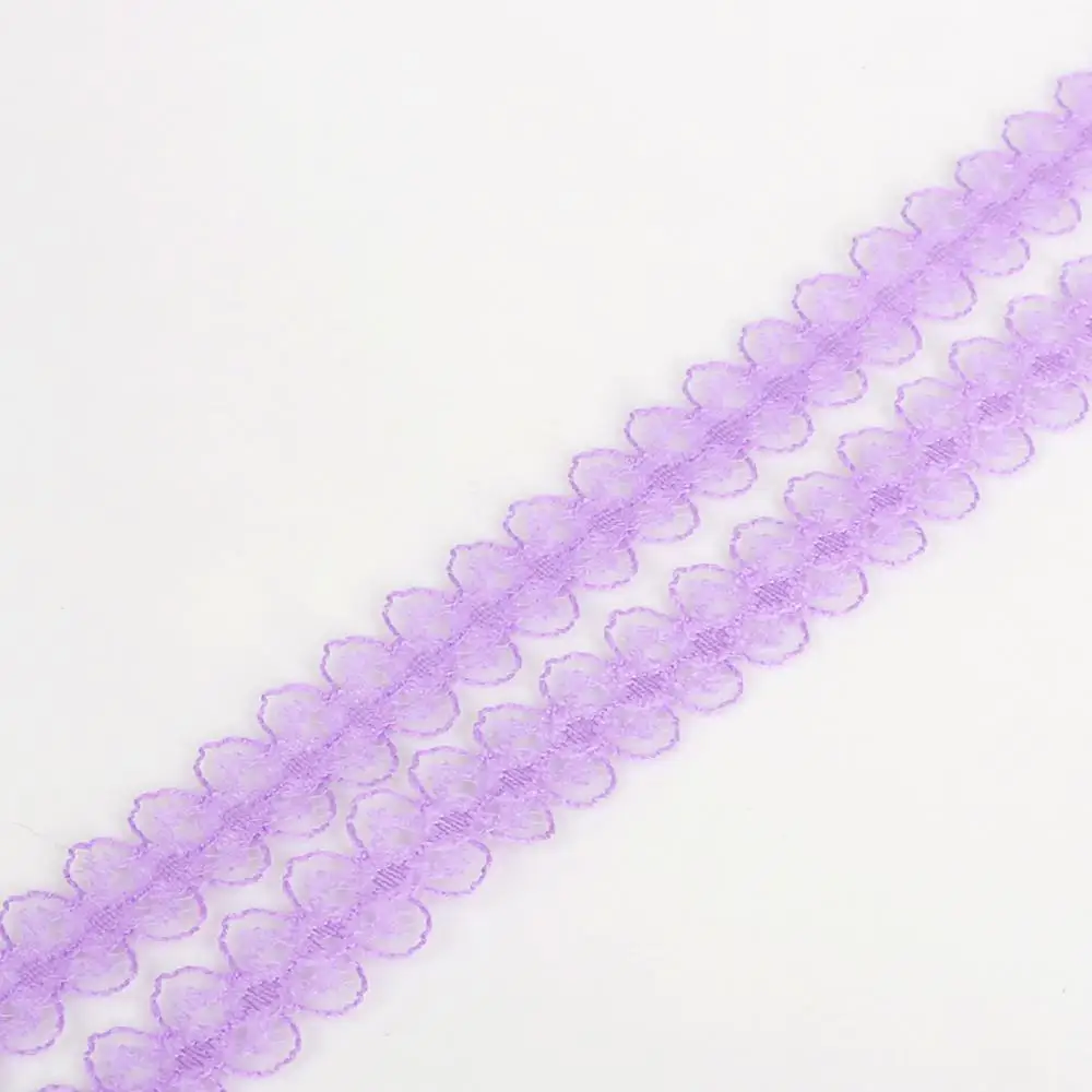 Purple 15 мм, 5 ярдов/партия, ширина, кружевная лента, сделай сам, вышитая сетка, кружевная отделка, ткань для шитья, свадьбы, дня рождения, декоративные аксессуары для вечеринок - Цвет: Purple
