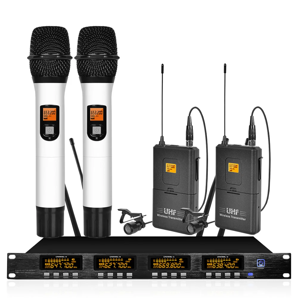 Беспроводная микрофонная система Регулируемая частота Профессиональная UHF