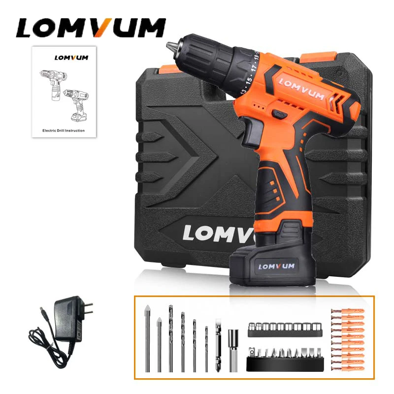 24v 1battery Plastic Lomvum мини Мощность инструменты 12/16/24V двойной Скорость Электрический Аккумуляторный Аккумулятор для сверла пакеты ручной инструмент Электрический шуруповерт сверло - Цвет: 24v 1battery Plastic