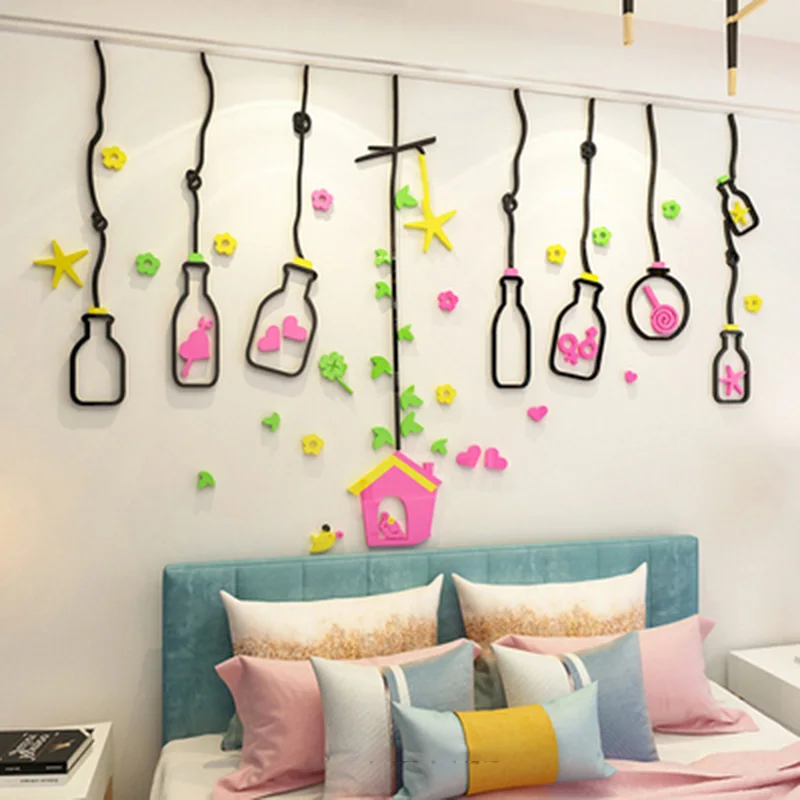 Красочная бутылка для дрифтинга большие настенные наклейки детей 3d акриловые