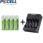 Аккумуляторные батареи PKCELL с низким саморазряжаемым аккумулятором 4 шт. AA 2200 мАч LSD + 4 слота nimh или nicd aa или aaa, зарядный USB-интерфейс от 1 до 4 шт.