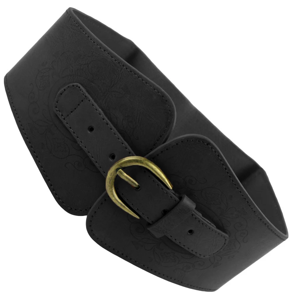 New Fashion Elastic Wide Belt Strap Vintage Women Faux Leather Buckle Solid Color Waistband | Аксессуары для одежды