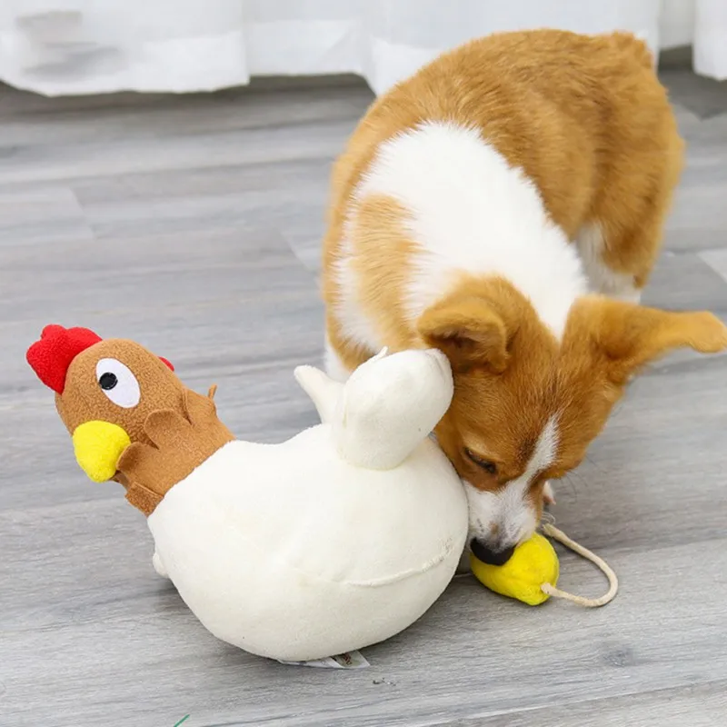 Плюшевые игрушки для домашних животных пищащая курица несущая яйца