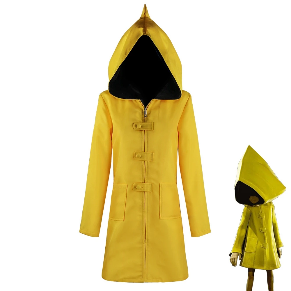 Little Nightmares 2 Mono Six Cosplay Costume Hungry Kids Little Six Yellow Long Jacket Coat Halloween Suit Raincoat Women Men