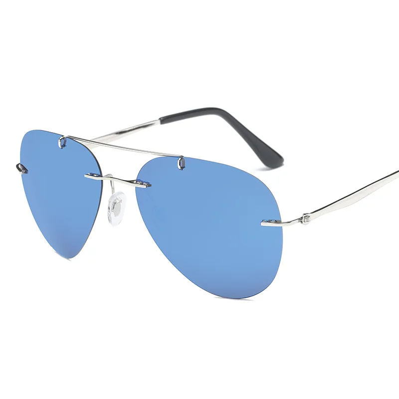 C10 Silver.Iceblue HBK без оправы Pilot, поляризационные ультралегкие солнцезащитные очки без оправы вождения солнцезащитные очки Oculos De Sol masculino UV400 подарок PM0077 - Цвет линз: C10 Silver.Iceblue