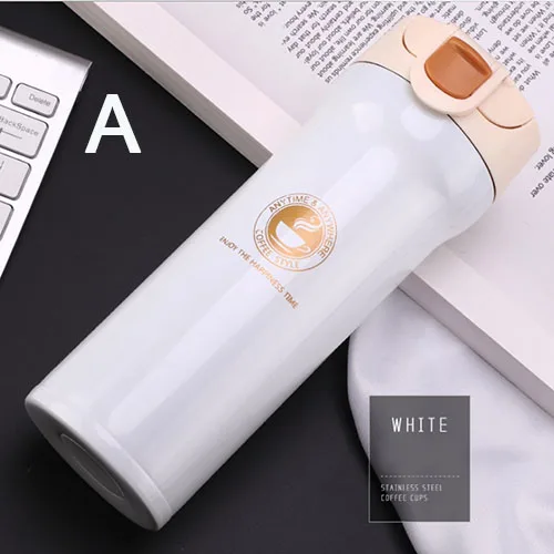 White 400ml Стальная кружка-термос, кофейная кружка, 350 мл, для автомобиля, для путешествий, Термокружка, портативная, с двойными стенками, термосы, автомобильная Термокружка - Цвет: White 400ml