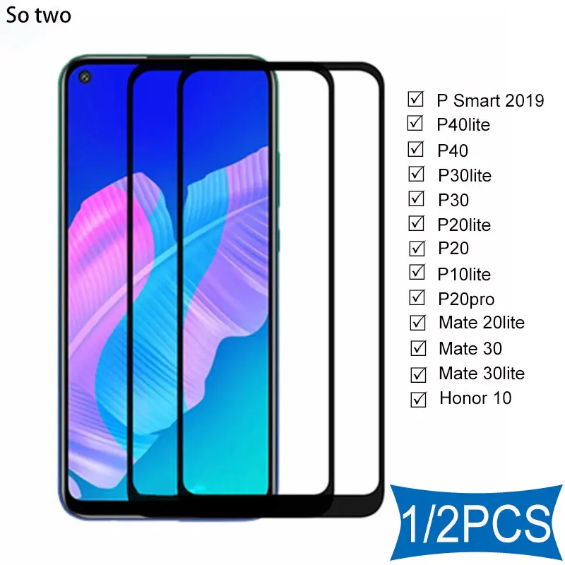 2 шт. защитное закаленное стекло для Huawei P30 P40 P20 P10 Lite Защита экрана mate 30 20 lite P Smart honor