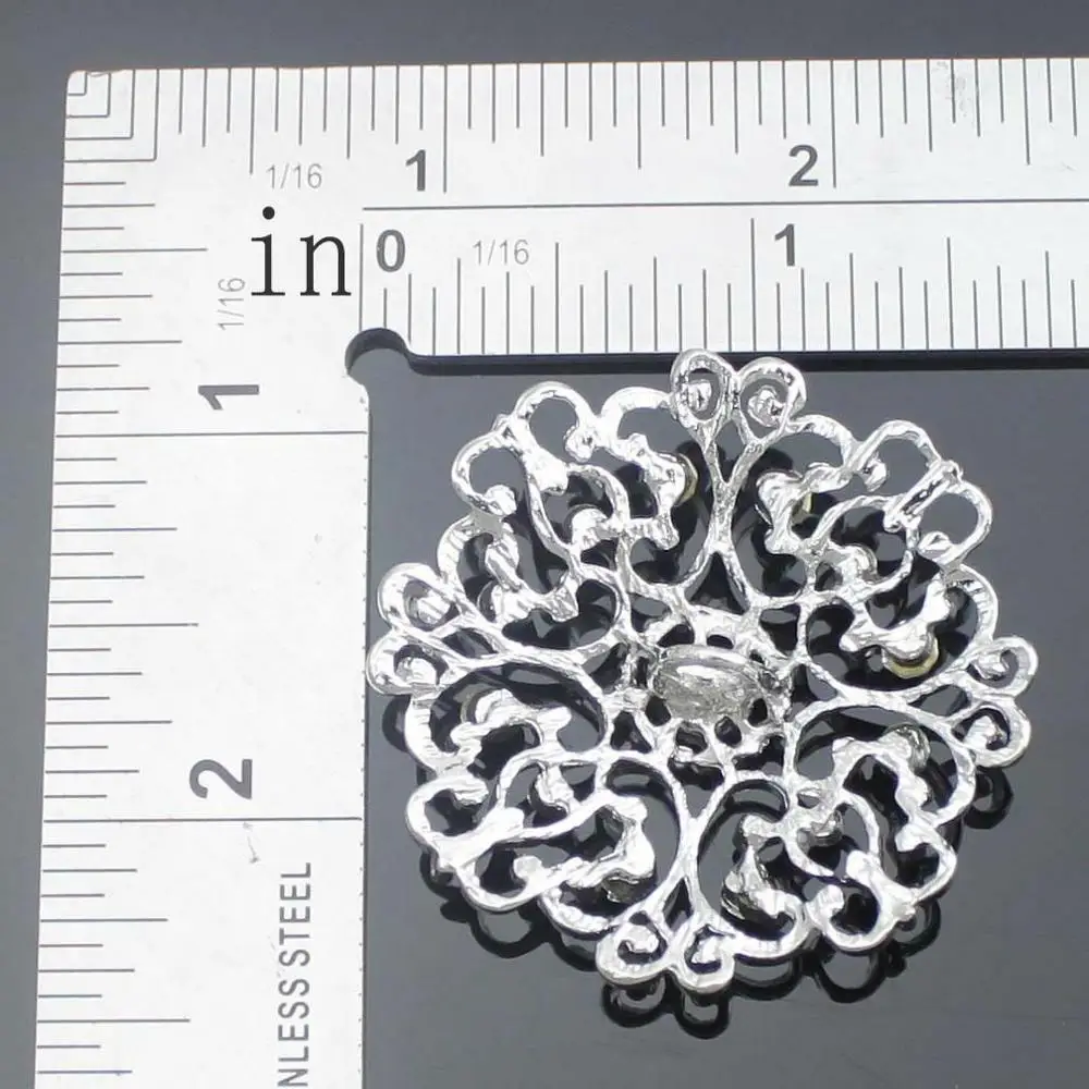 2 шт Серебряный цветочный хвостовик сплав стекло стразы пуговицы платье декор