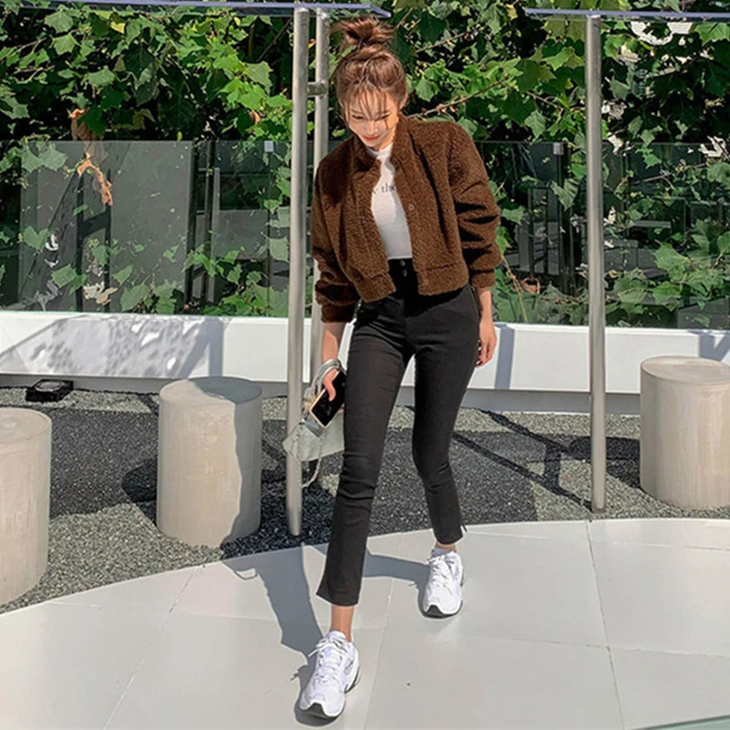 

2020 autumn and winter new fashion high-quality granular cashmere small simple and versatile short temperament women's jacket