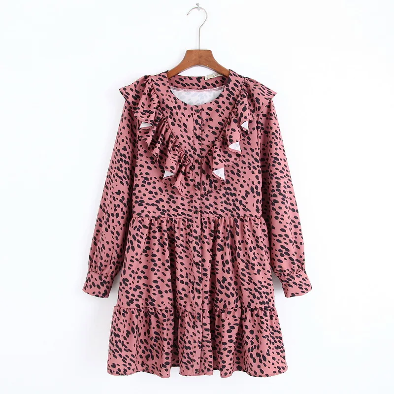 Женское винтажное платье выше колена с оборками и принтом Современные платья