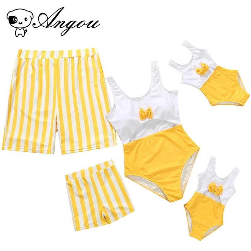 

Летние Семейные костюмы, бикини с бантом для мамы и меня, купальники для семьи, одежда для купания