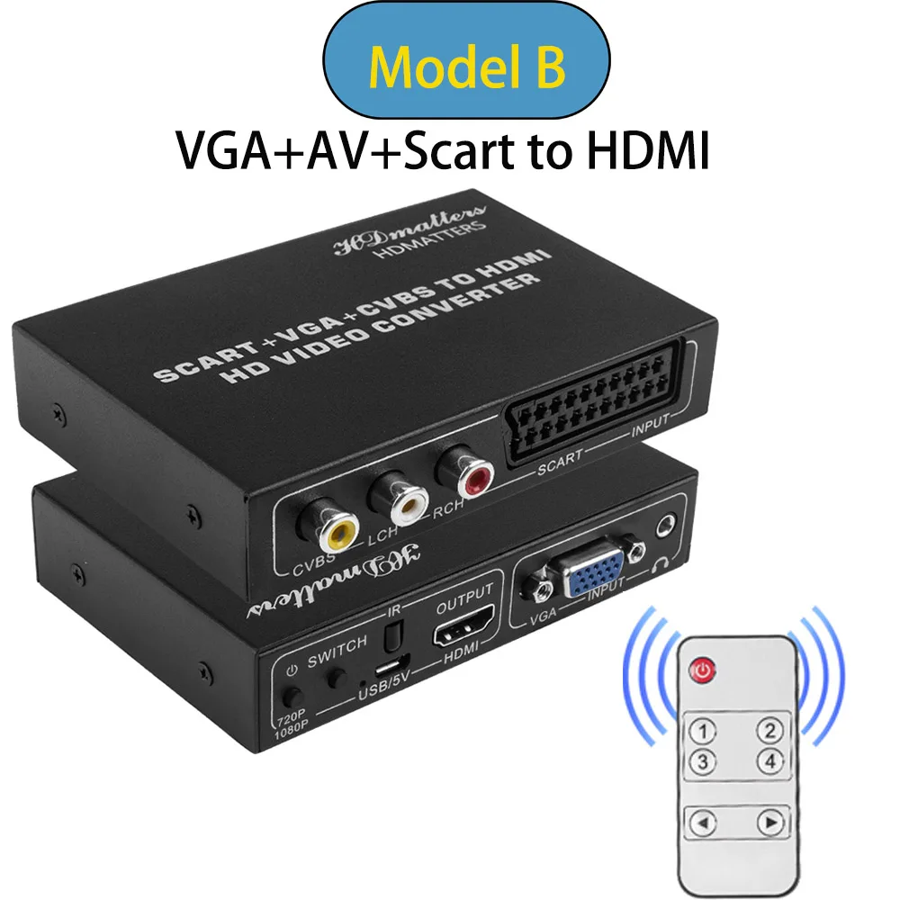 Новый AV Scart конвертер мультимедийного интерфейса высокой четкости 3 в 1 S video +