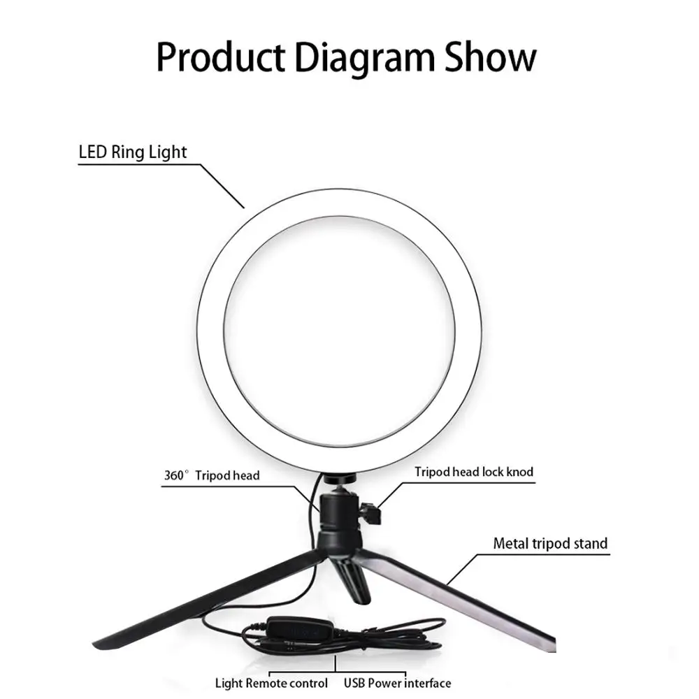 Лампа для видеосъемки холодный теплый бесступенчатый W/кольцо штатива