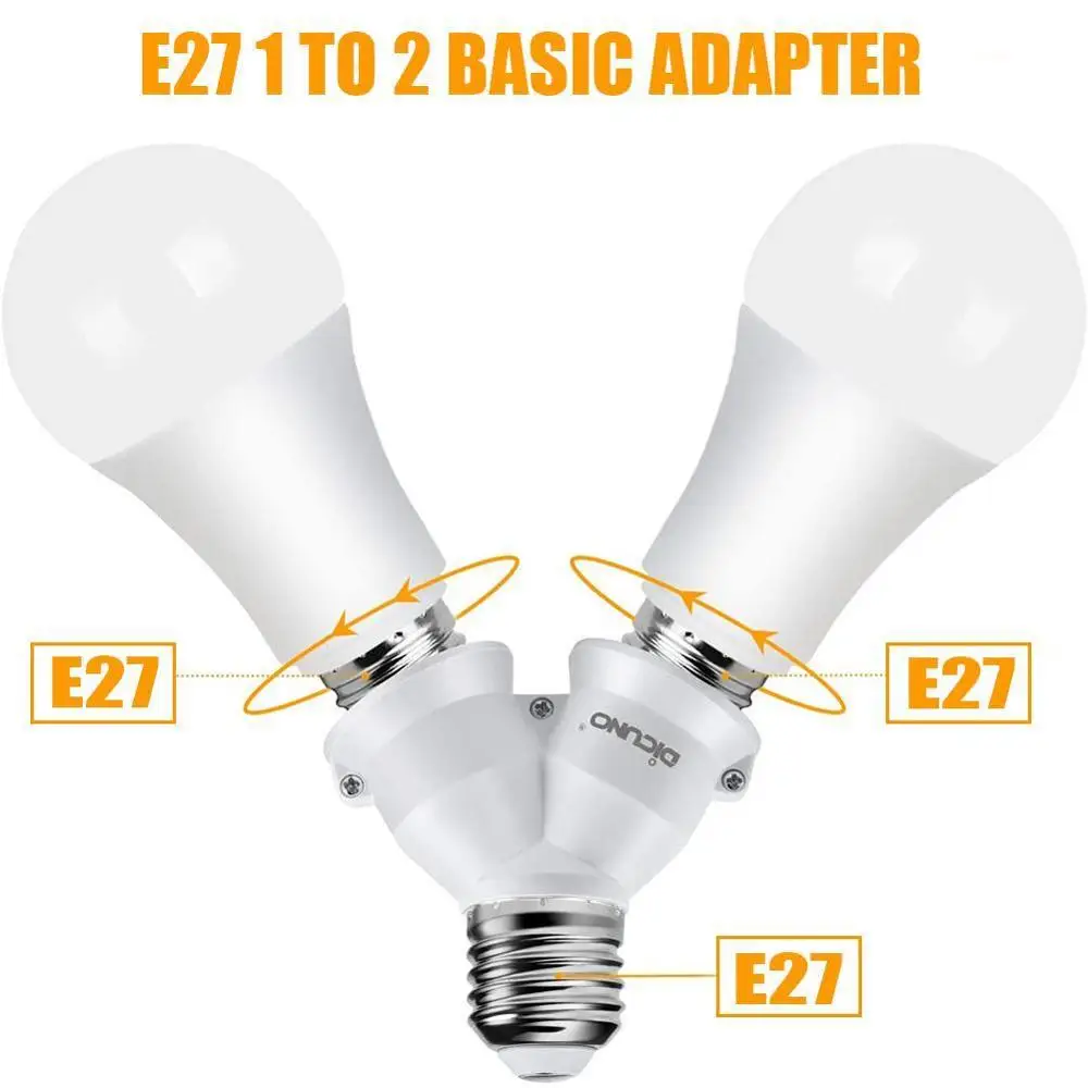 

1Pcs White Color Fireproof Material Converter Socket Conversion Light Bulb Base E27 To 2 E27 Lamp Holder Converter