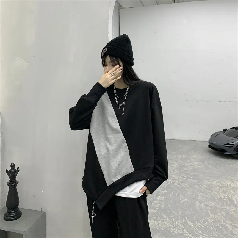 Женский свитшот в стиле Харадзюку Новинка осени 2021 винтажные Асимметричные