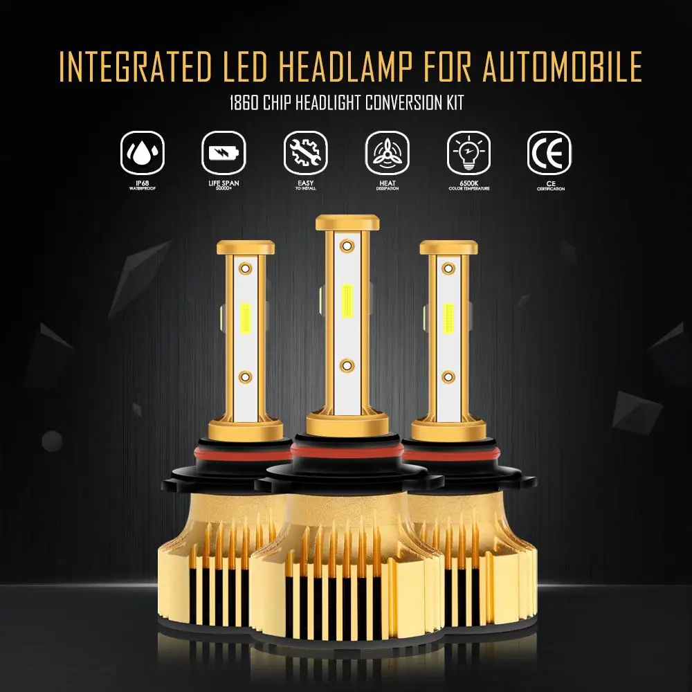 Светодиодный головной фонарь Auxbeam 26 Вт 6000K H4 H7 H11 H13 IP 68 водонепроницаемый 2600lm фара
