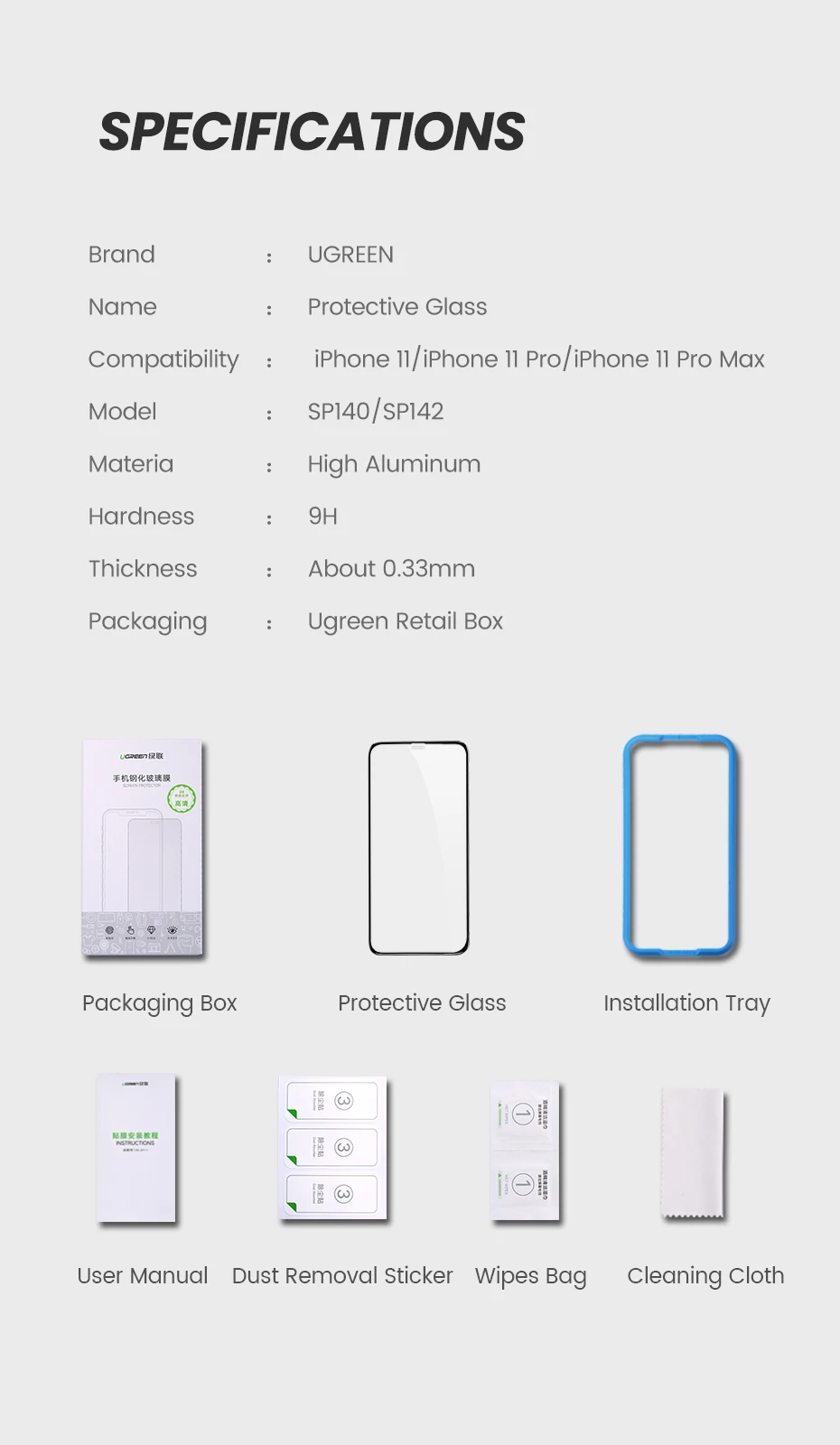 Ugreen Защитное стекло для iPhone 11 Pro Max Новая защита экрана HD прозрачное стекло с полным покрытием на iPhone 11 Pro Max стекло