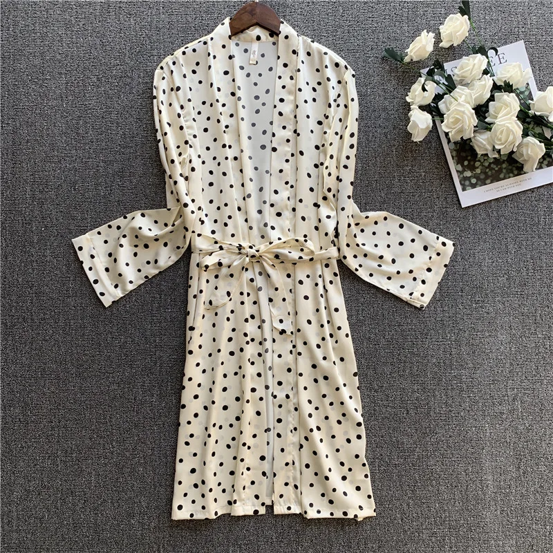 Женская сексуальная пижама дамские шелковые халаты халат с длинным рукавом