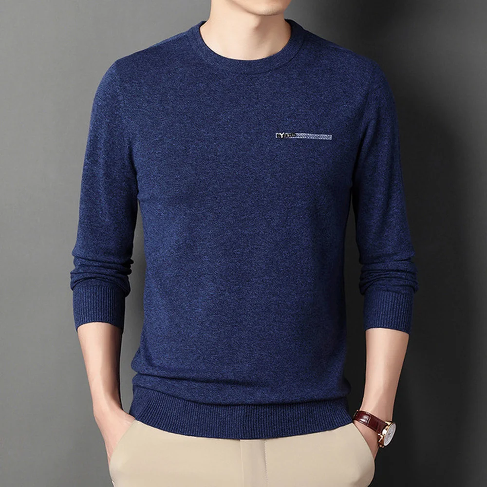 Covrlge Autumn Young Men's Round Neck Sweater Fashion Simple Bottoming Shirt Pure Color Casual Cannot Afford Sweater MZM130