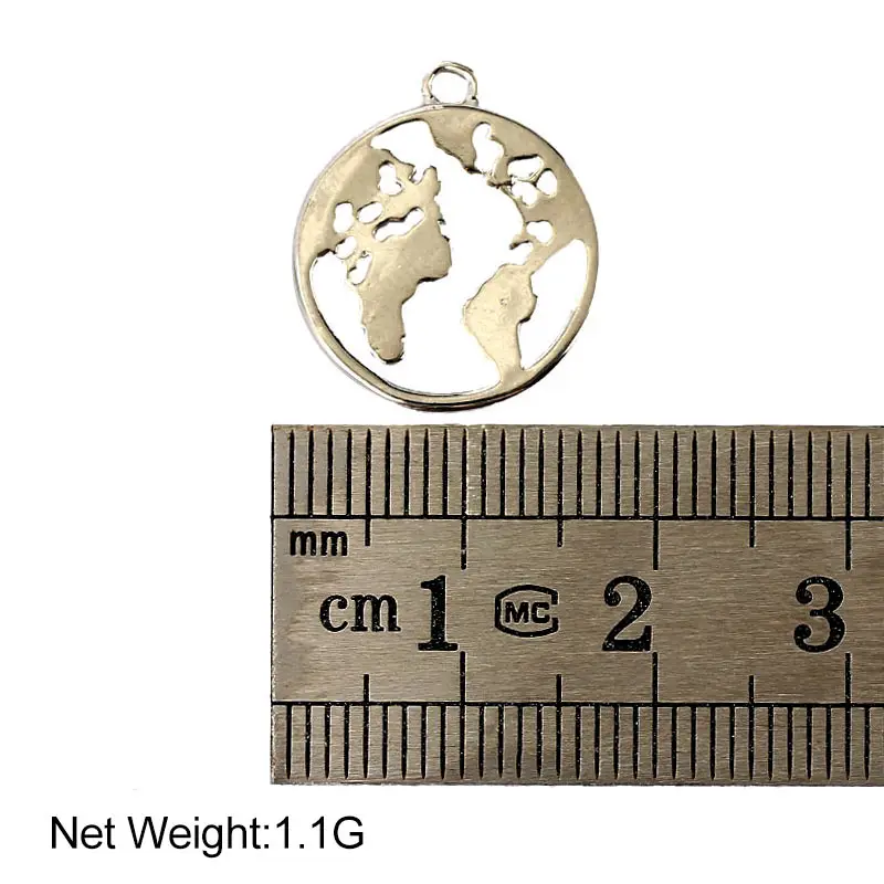

10Pcs/lot Silver Color World Map Pendant Maps Round Charms Jewelry Accessories DIY Bracelet Necklace Handmade Supplies Wholesale