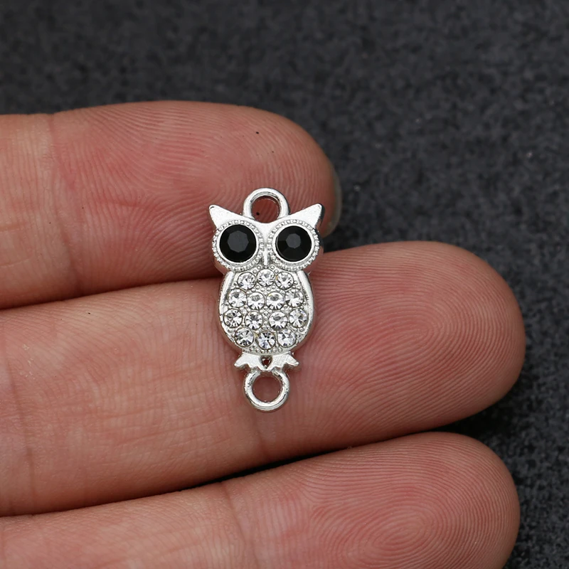 JAKONGO Подвеска Сова с посеребренными кристаллами под старину для изготовления
