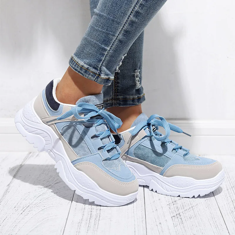MCCKLE Shoes Women Sneakers Platform Lace Up Mixed Color Ladies Suede Flat Fashion Vulcanized Casual Comfort Footwear Autumn