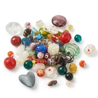 100g mixed shape heart round glass lampwork loose spacer beads for bracelet diy jewelry making findings