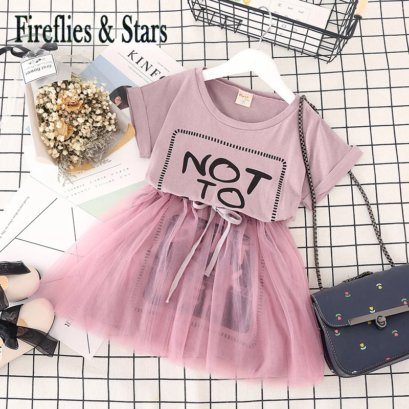 Летнее платье-футболка для девочек детское платье платье-пачка модная одежда