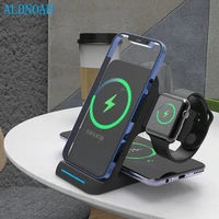 3 in 1 wireless charger stand for iphone 12 11 pro max qi 15w fast charging induction chargers for apple watch airpods samsung