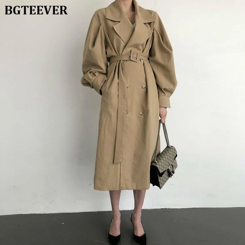 Осень зима уличная одежда роскошный женский двубортный длинный Тренч пальто для