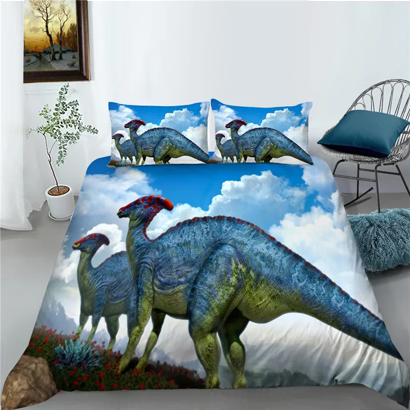 

3D Dinosaur Printed Bedding Set 2/3 Pcs Polyester Bedclothes Soft Breathable Boys Girls Room Decorations Home Textile