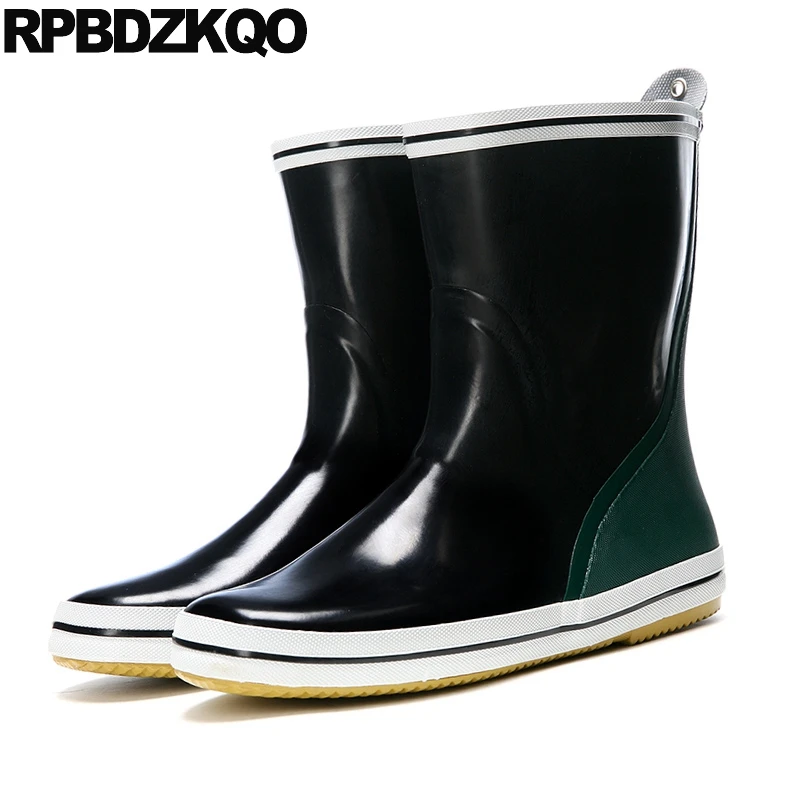 Сапоги рыболовные мужские резиновые до середины икры с круглым носком