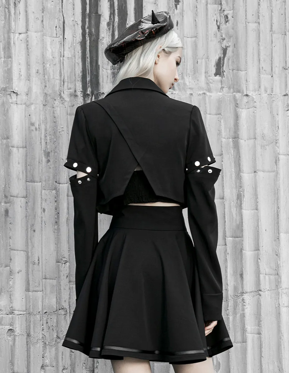 Женский короткий костюм куртки со съемными рукавами | Женская одежда