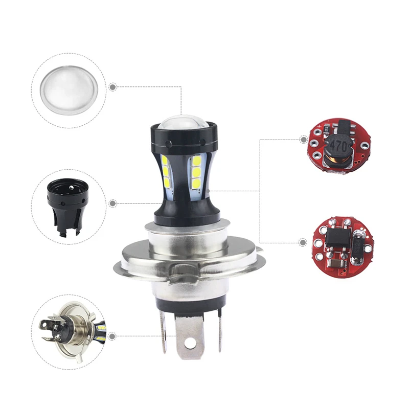 H4 LED Headlights For Auto Motorcycle Truck Boat Tractor Trailer Offroad Working Light SMD 3030 18LED Work Spotlight | Автомобили и