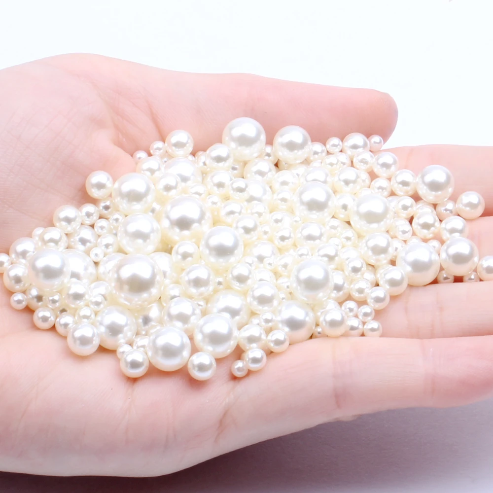

Ivory Color 1.5-18mm Small Bag No Hole Beads For Craft Art Round Imitation Pearls Many Sizes DIY Jewelry Making Decorations