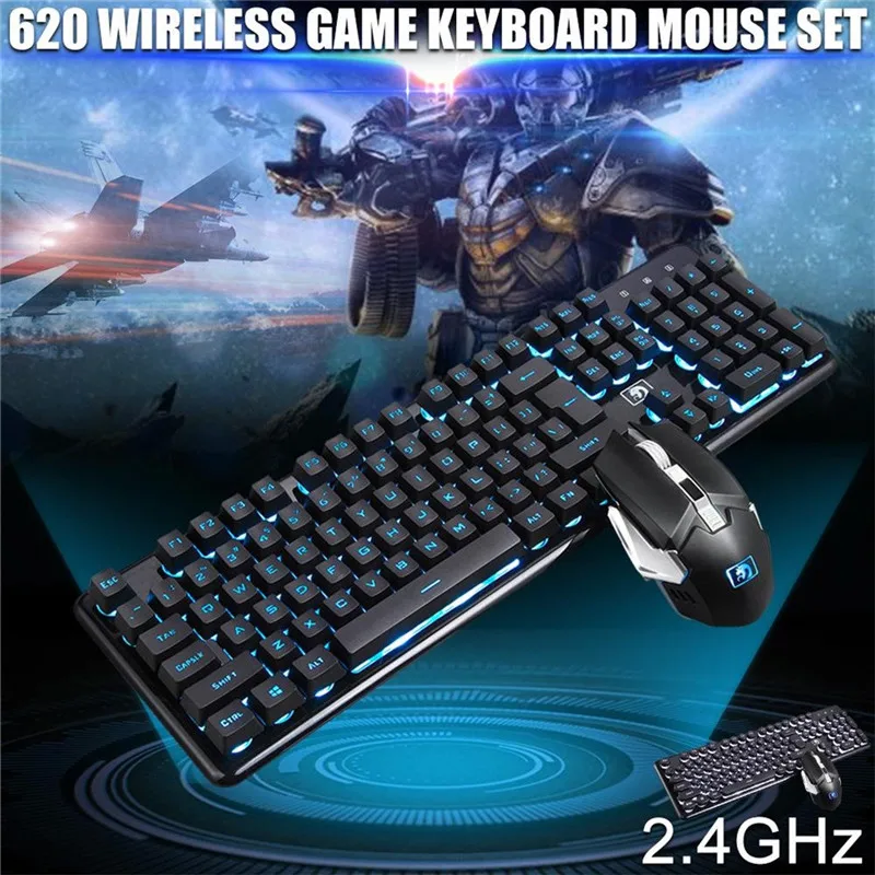 Беспроводная игровая клавиатура VOBERRY 2 4G с подсветкой комбо для мыши